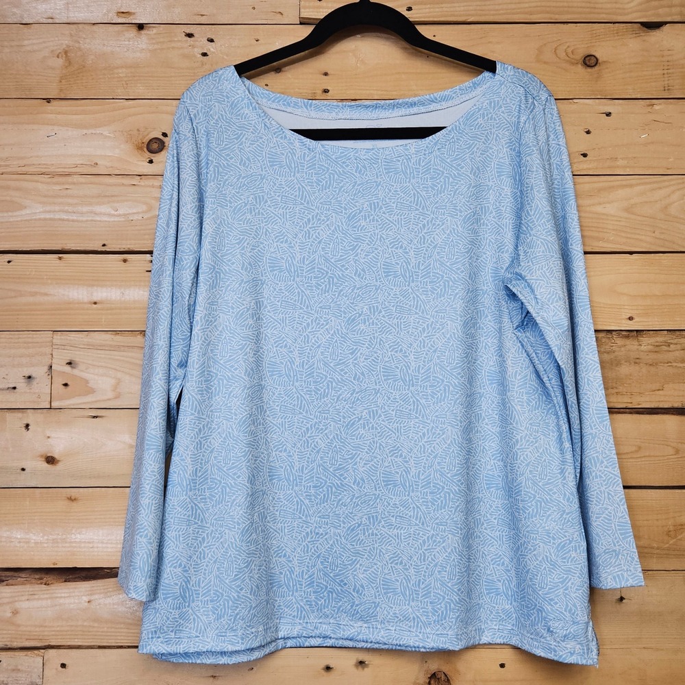 Vineyard Vines Womens Printed Sankaty Boatneck Tee Jake Blue XL